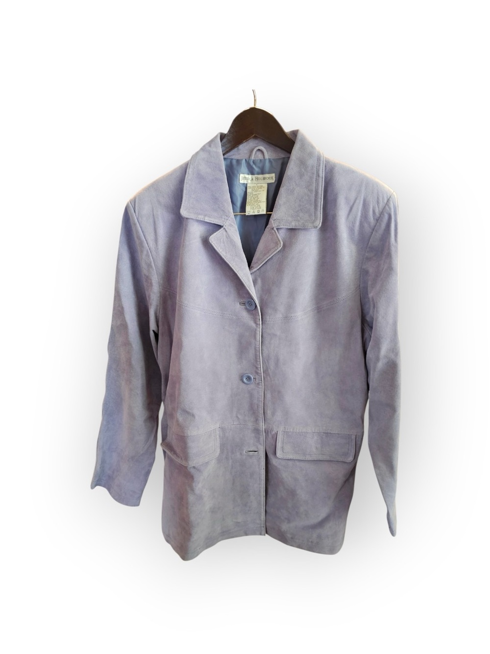 Vintage Jessica Holbrook Lavender Purple Suede Leather Button Jacket Coat Large